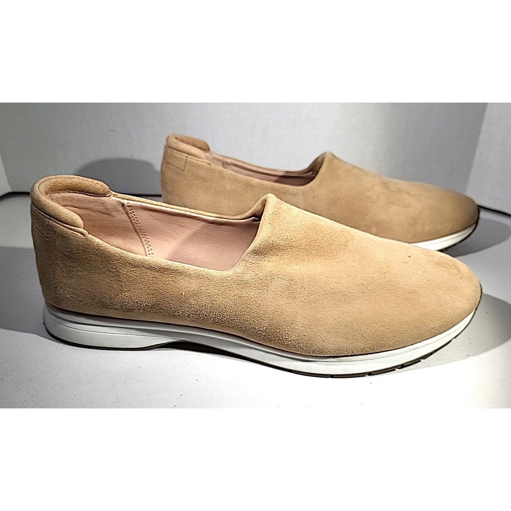 Taryn Rose Briella Women's 9B Slip‑On Leather Suede Comfort Sneakers Camel